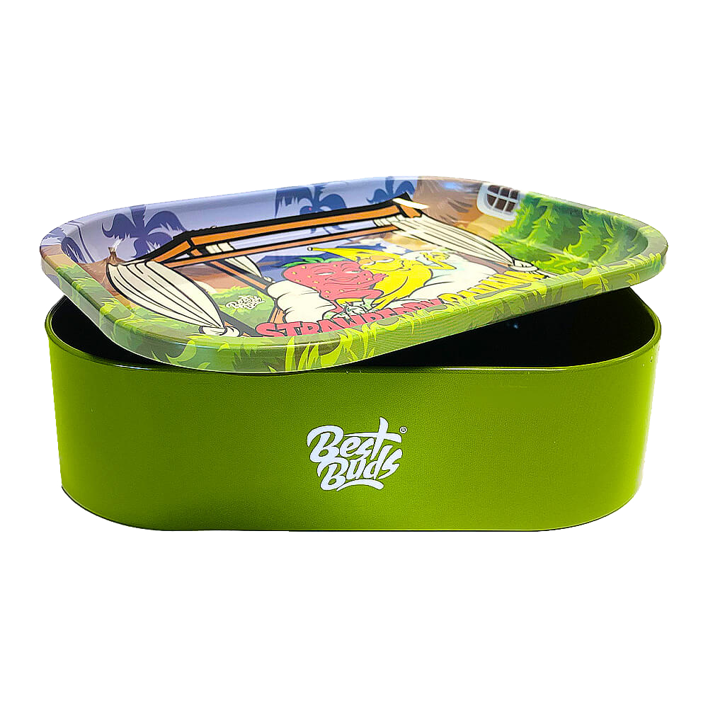 Metal Rolling Tray med opbevaring | Strawberry Banana