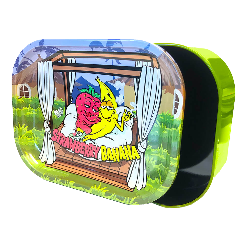 Metal Rolling Tray med opbevaring | Strawberry Banana