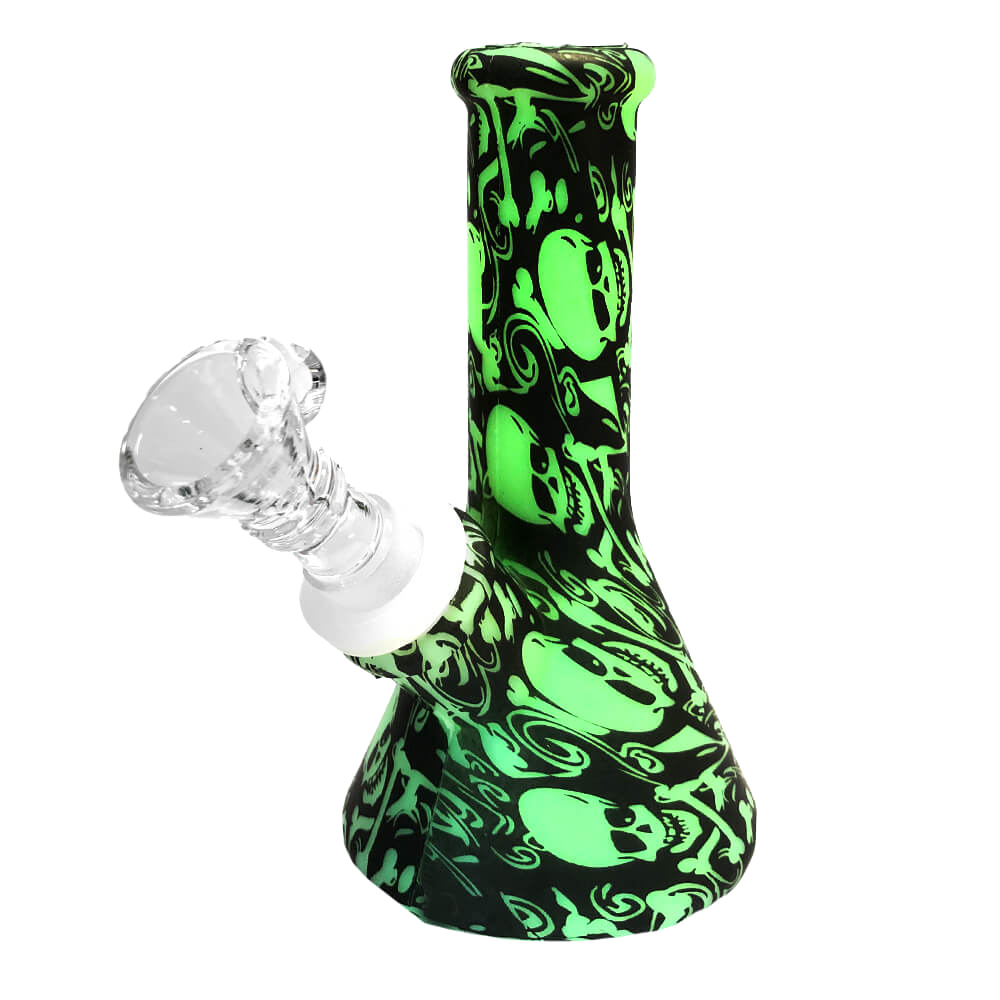 Selvlysende Silicone Bong Skulls Black 13cm