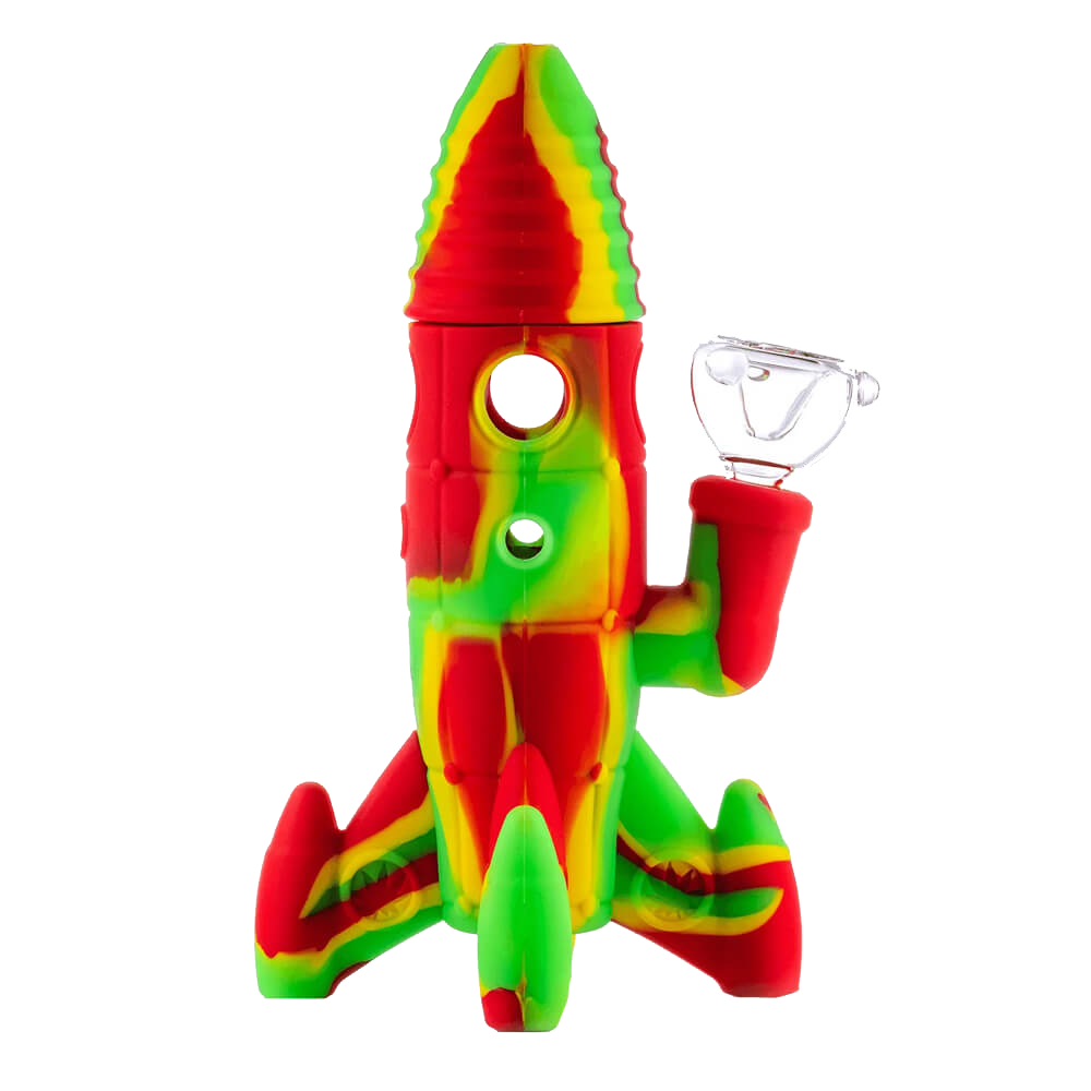 Silicone| 20 CM Raket Bong | Rasta LED Lys